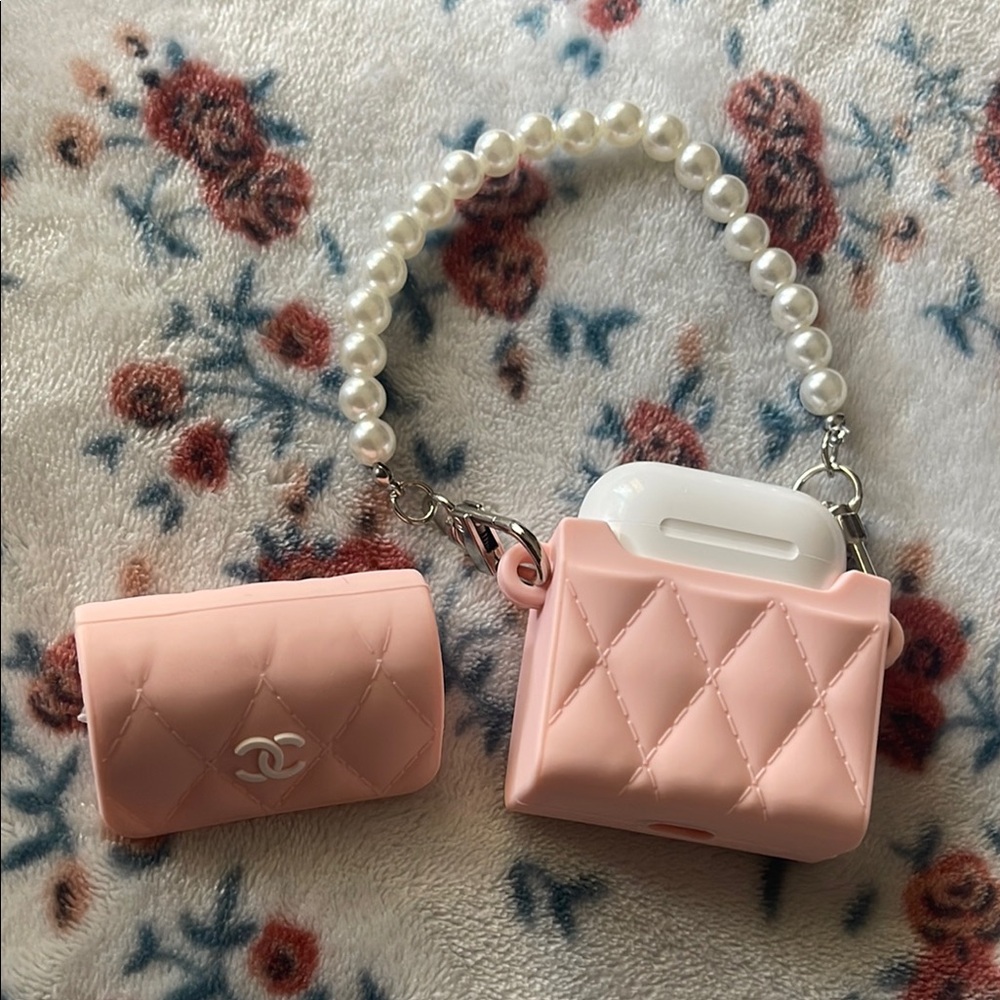 Pink AirPod Case with Pearl Handle